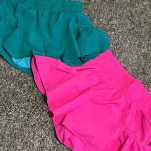 Pink and Green Athletic Shorts for Women